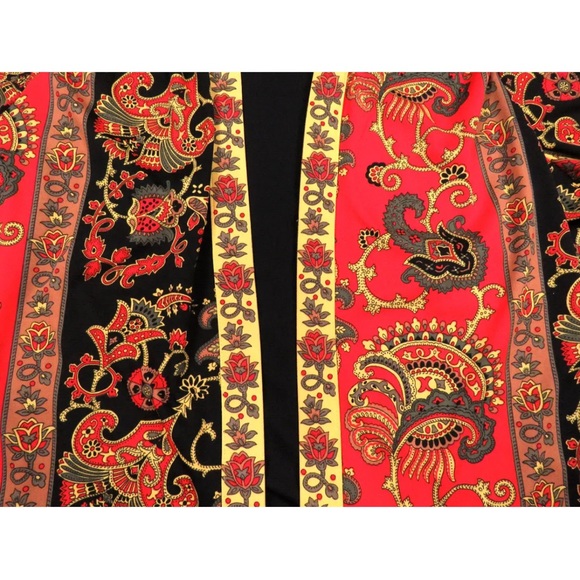 NWOT Vintage 90s Baroque Royalty Black Gold Red Wrap Jacket 24W Made USA - Picture 2 of 7